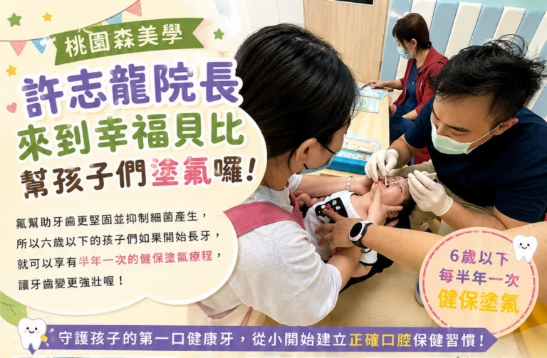 許志龍院長來到幸福貝比幫孩子們塗氟囉！